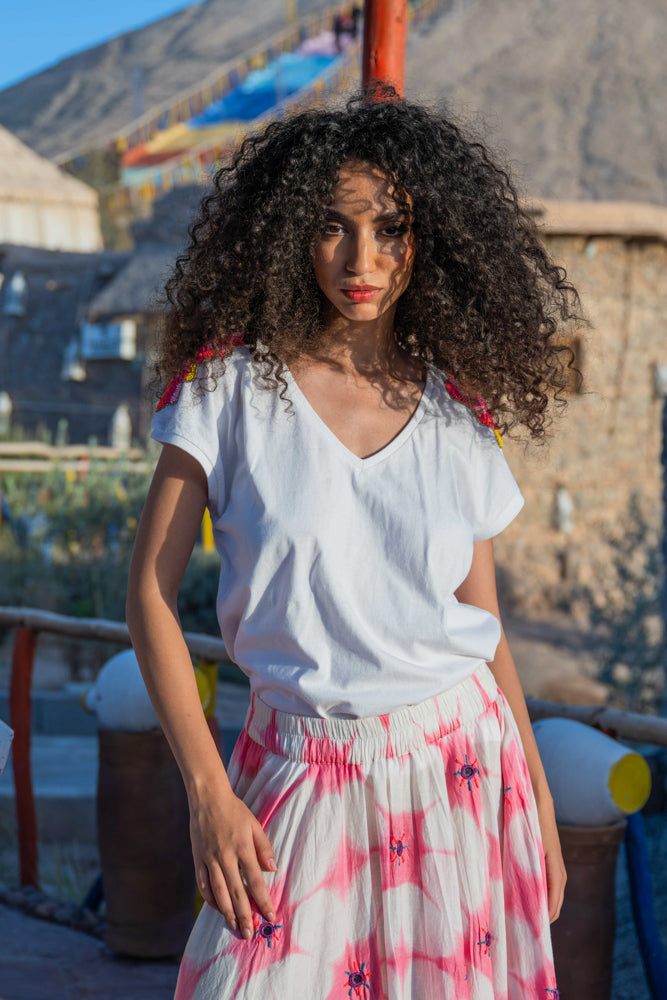 T-shirt fluide perlé Live - Taille unique: 36 au 42 / Ecru