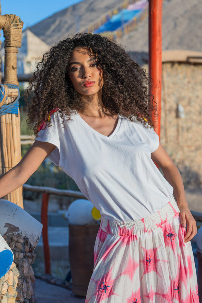 T-shirt fluide perlé Live - Taille unique: 36 au 42 / Ecru