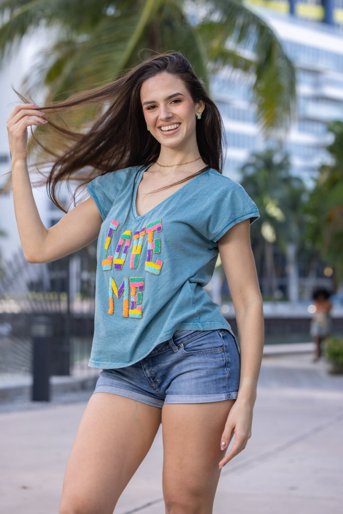 T-shirt fluide perlé Lovers - Taille unique: 36 au 42