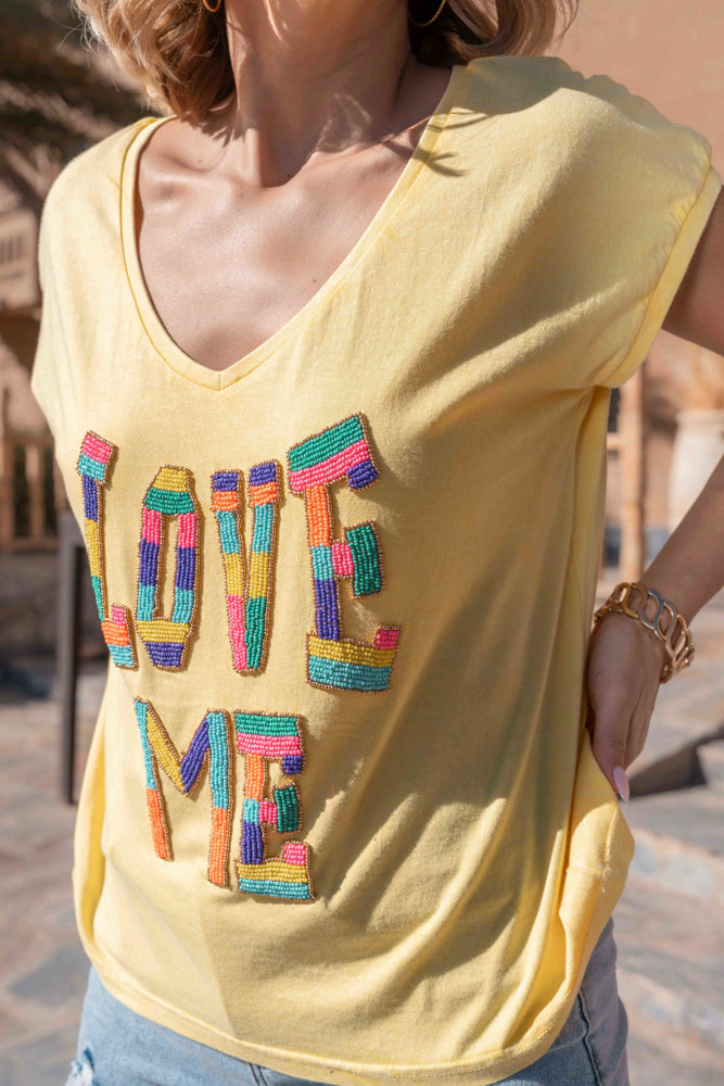 T-shirt fluide perlé Lovers - Taille unique: 36 au 42