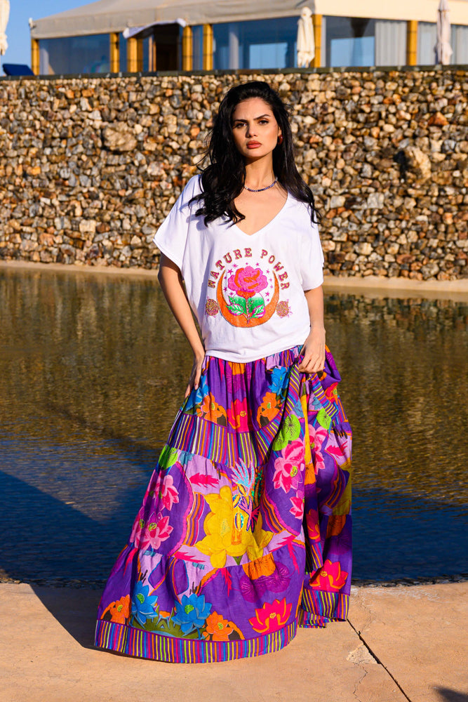 T-shirt fluide perlé Power - Taille unique: 36 au 42 / Ecru