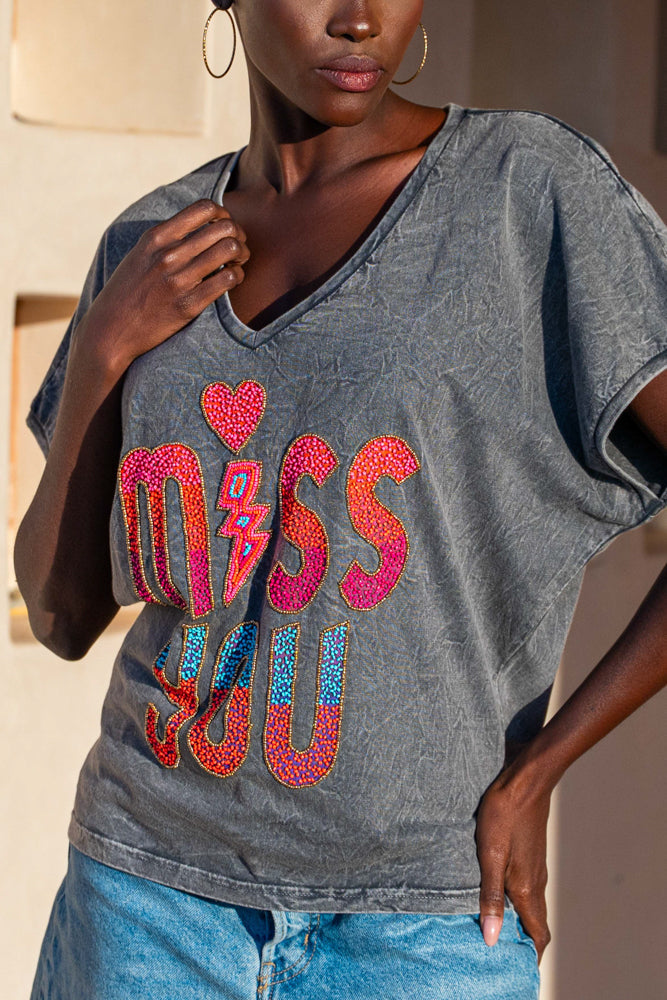 T-shirt fluide perlé Storm - Taille unique: 36 au 42 / Gris