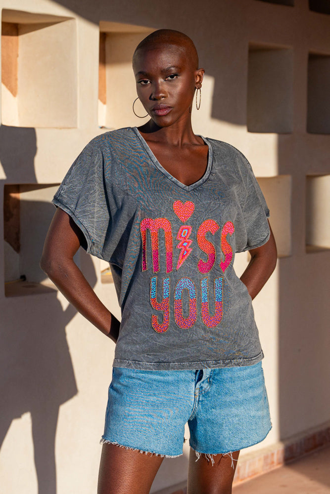 T-shirt fluide perlé Storm - Taille unique: 36 au 42 / Gris