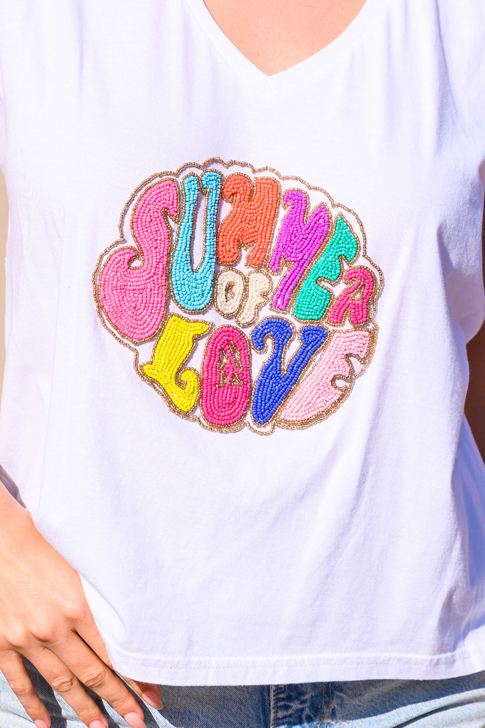 T-shirt fluide perlé Sumlov - Taille unique: 36 au 42