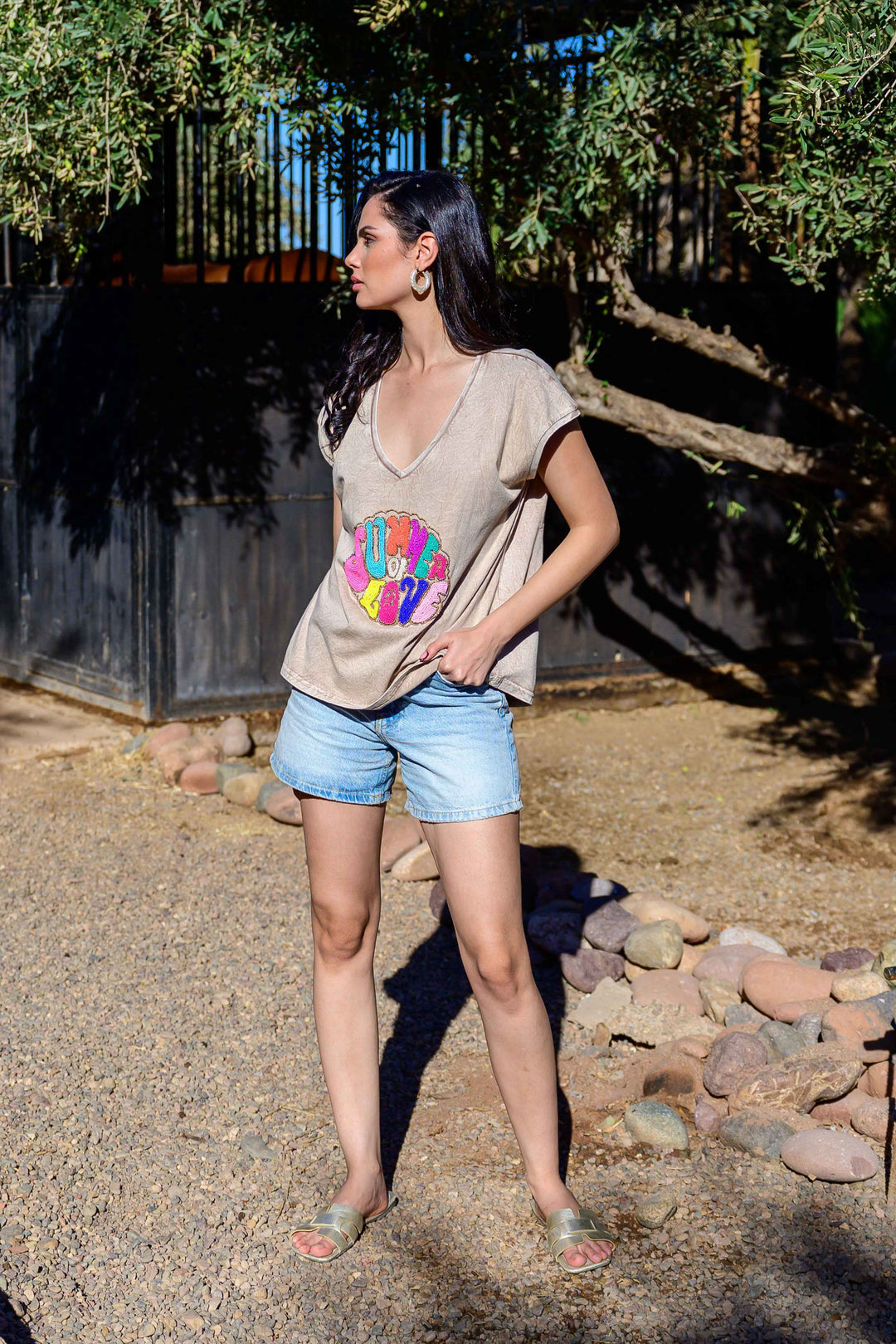 T-shirt fluide perlé Sumlov - Taille unique: 36 au 42