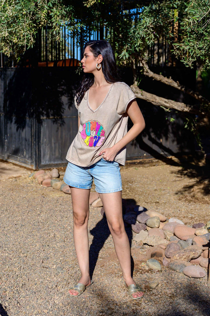 T-shirt fluide perlé Sumlov - Taille unique: 36 au 42