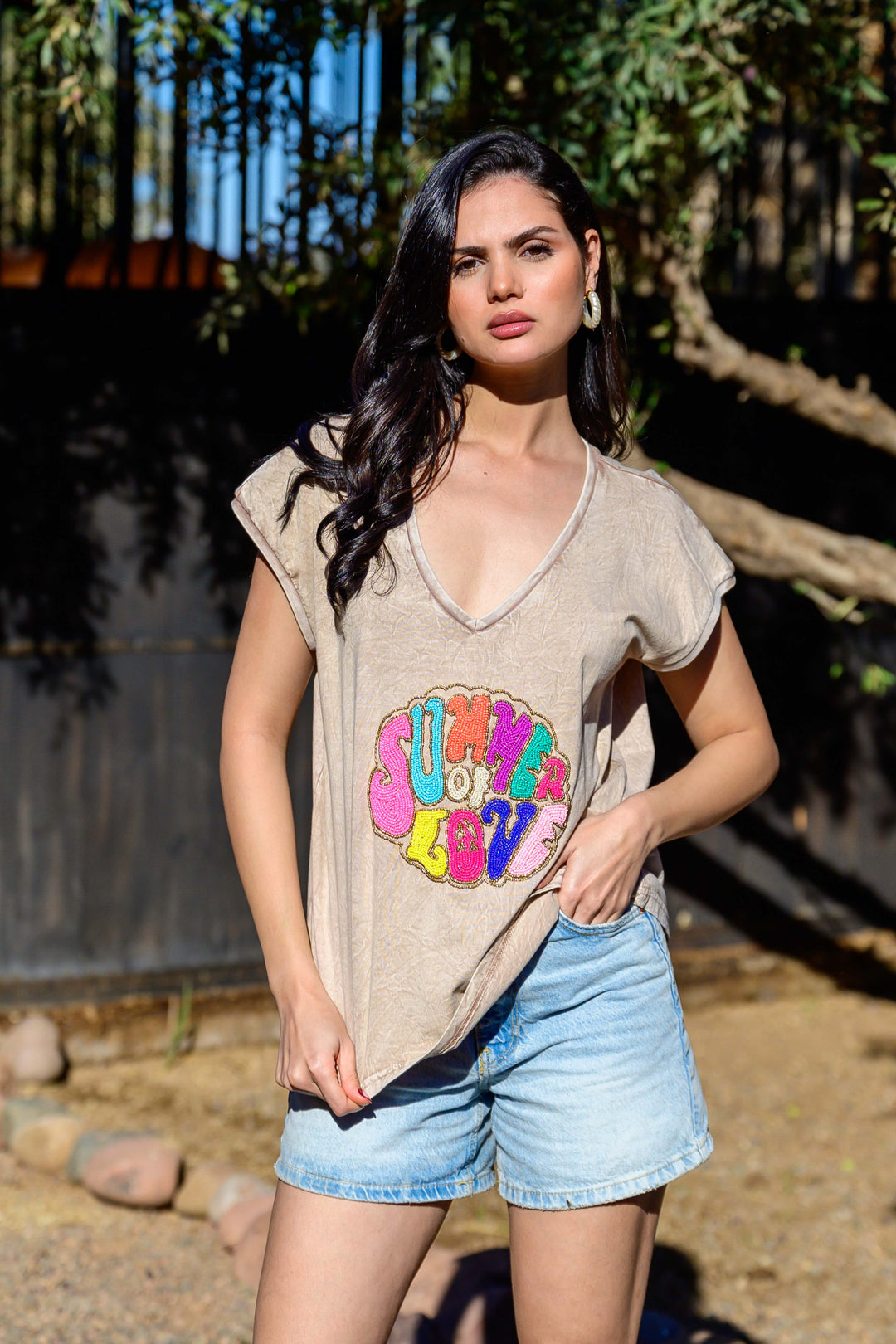 T-shirt fluide perlé Sumlov - Taille unique: 36 au 42