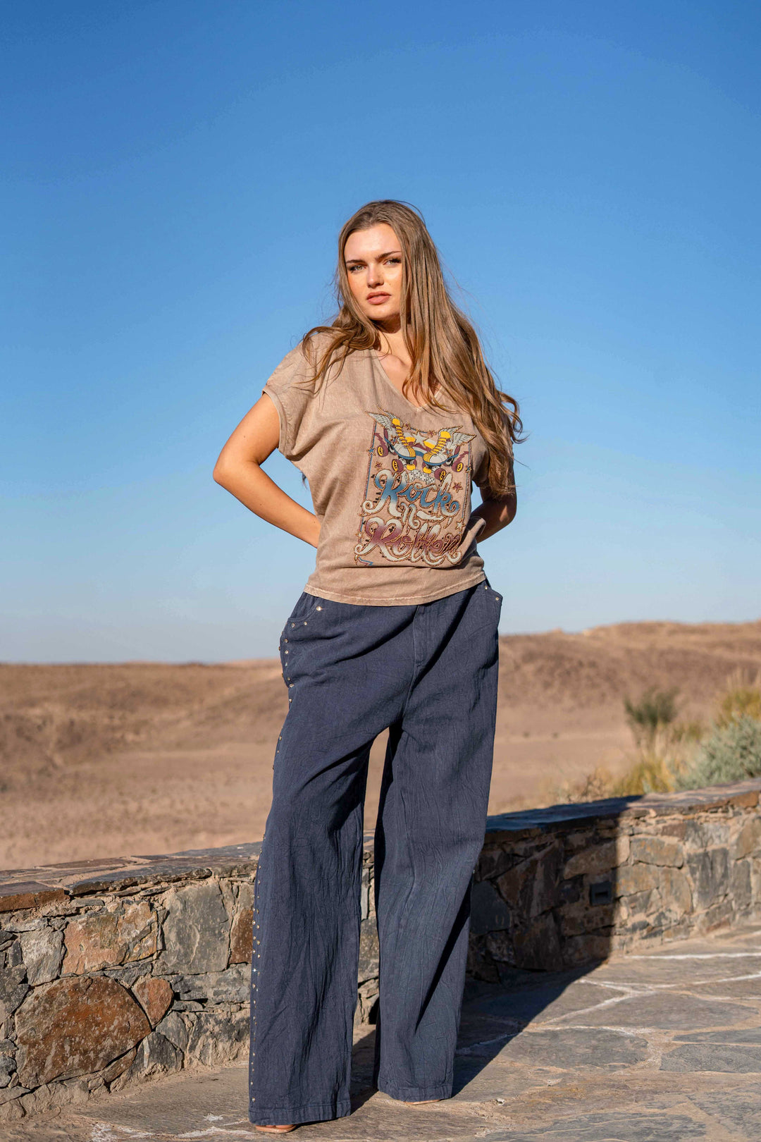 T-shirt fluide Rock & Roller - Taille unique: 36 au 42