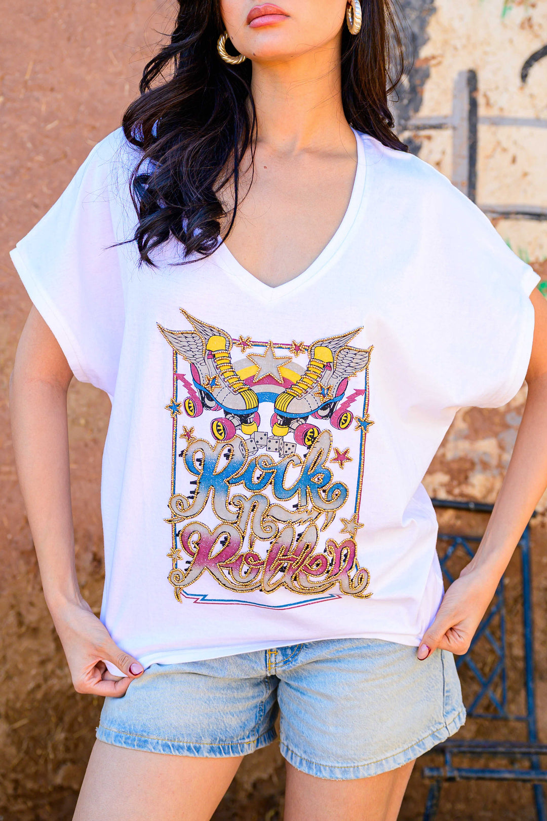 T-shirt fluide Rock & Roller - Taille unique: 36 au 42