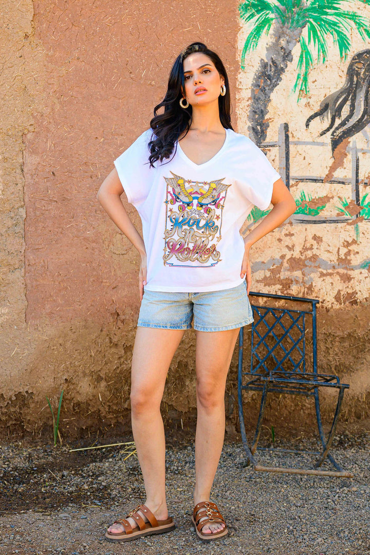 T-shirt fluide Rock & Roller - Taille unique: 36 au 42