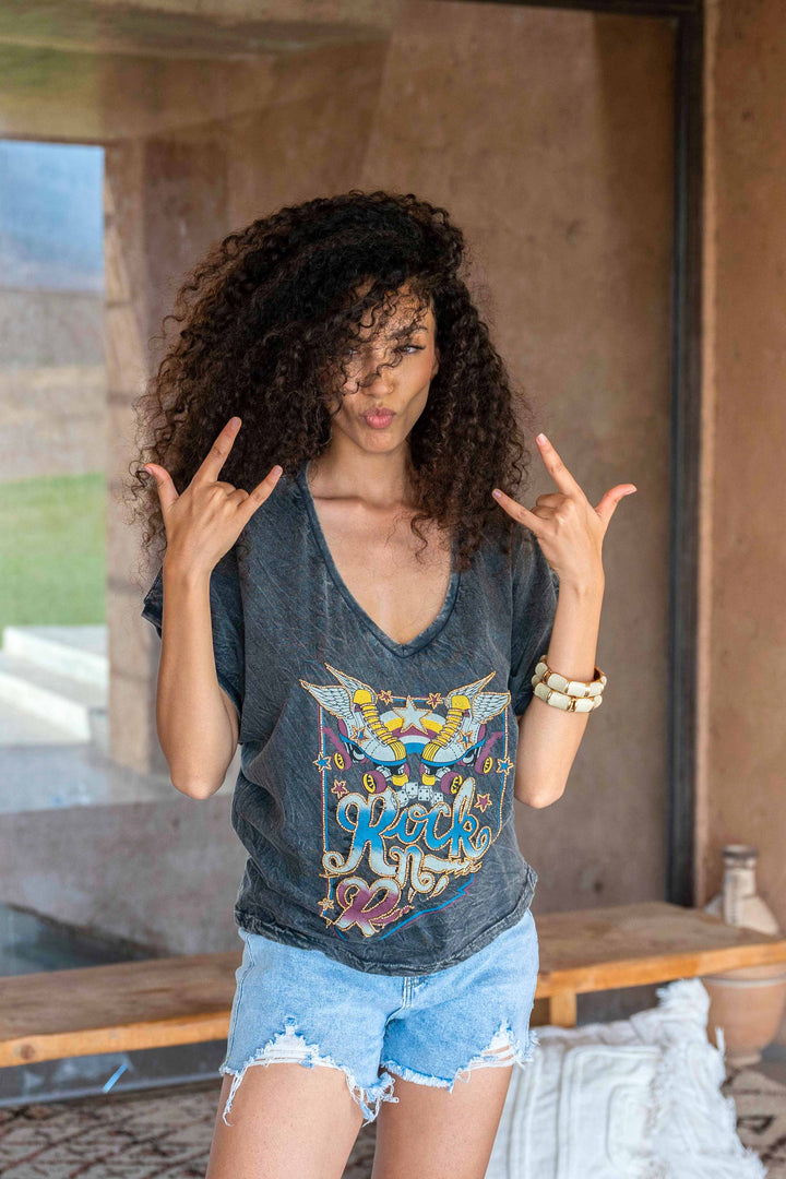 T-shirt fluide Rock & Roller - Taille unique: 36 au 42