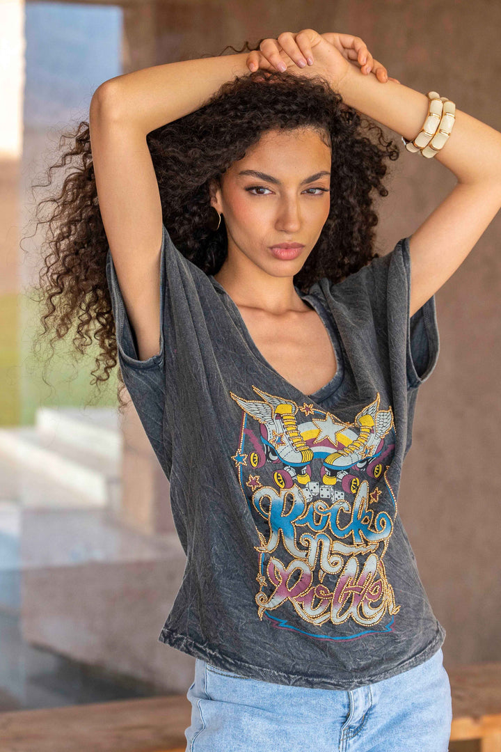 T-shirt fluide Rock & Roller - Taille unique: 36 au 42