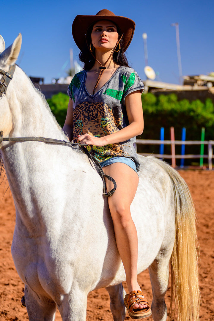 T-shirt fluide Tiger - Taille unique: 36 au 44 / Gris