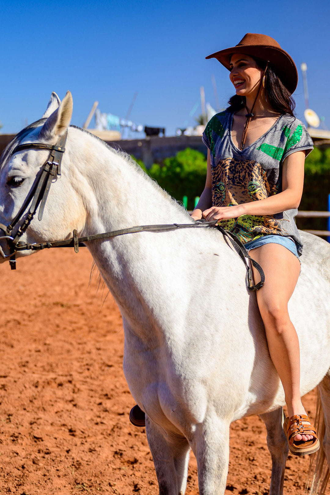T-shirt fluide Tiger - Taille unique: 36 au 44 / Gris