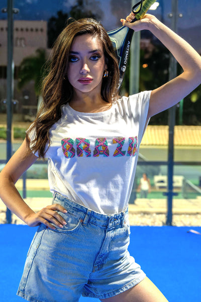 T-shirt perlé Brazil - Taille unique / Blanc