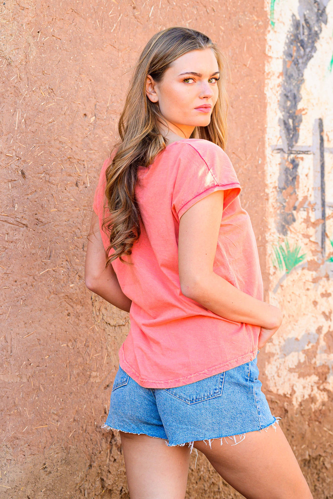 T-shirt Smiley perlé Rio - Taille unique: 36 au 42 / Orange