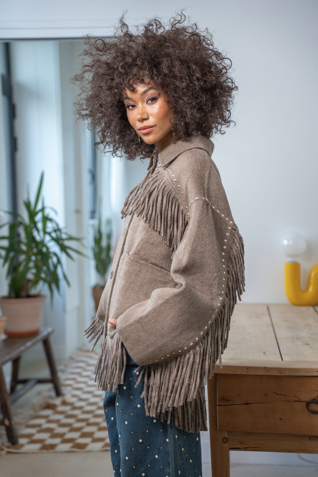 Veste 100% laine à franges Santiago - Manteaux et vestes