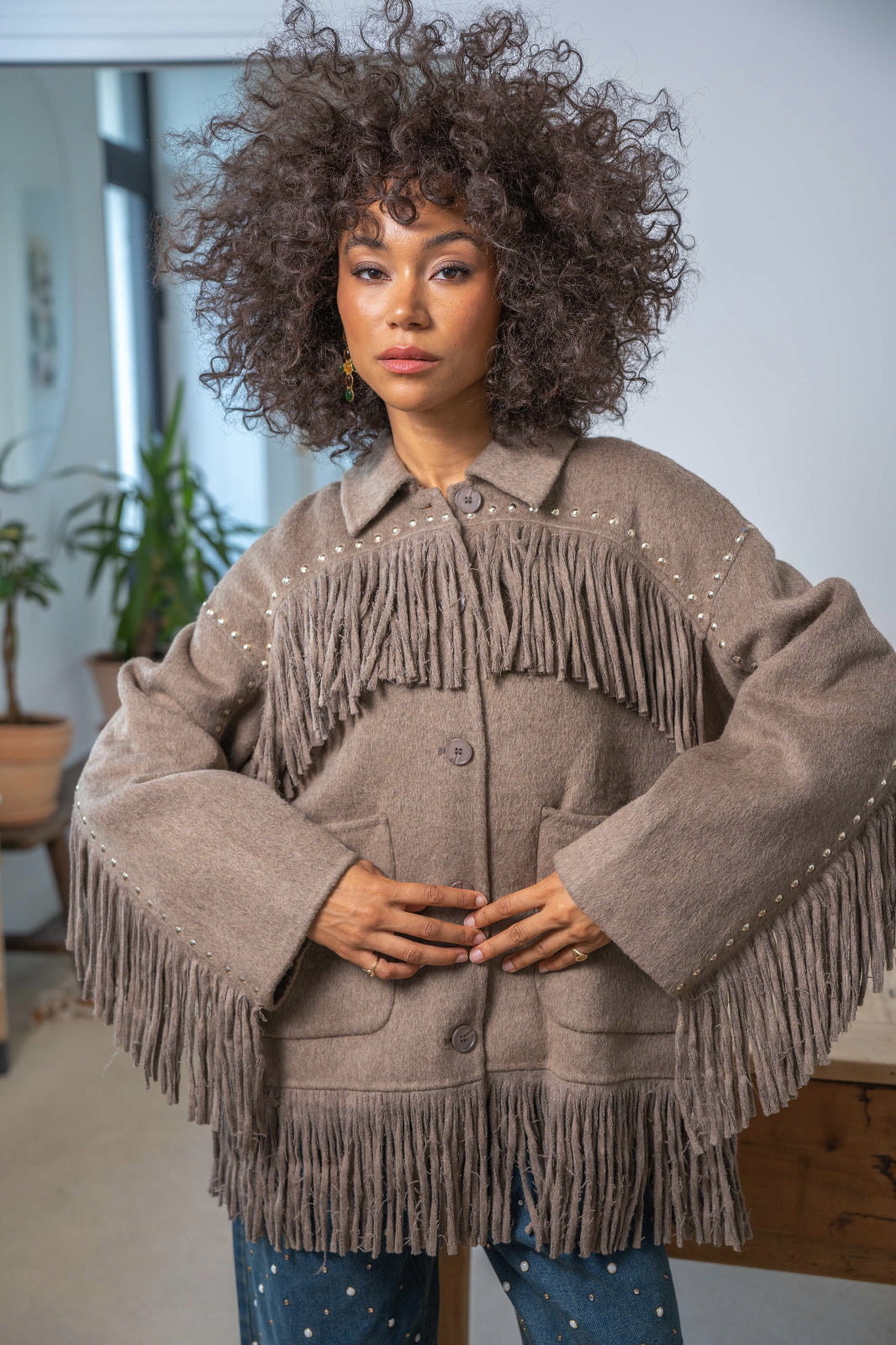 Veste 100% laine à franges Santiago - Manteaux et vestes