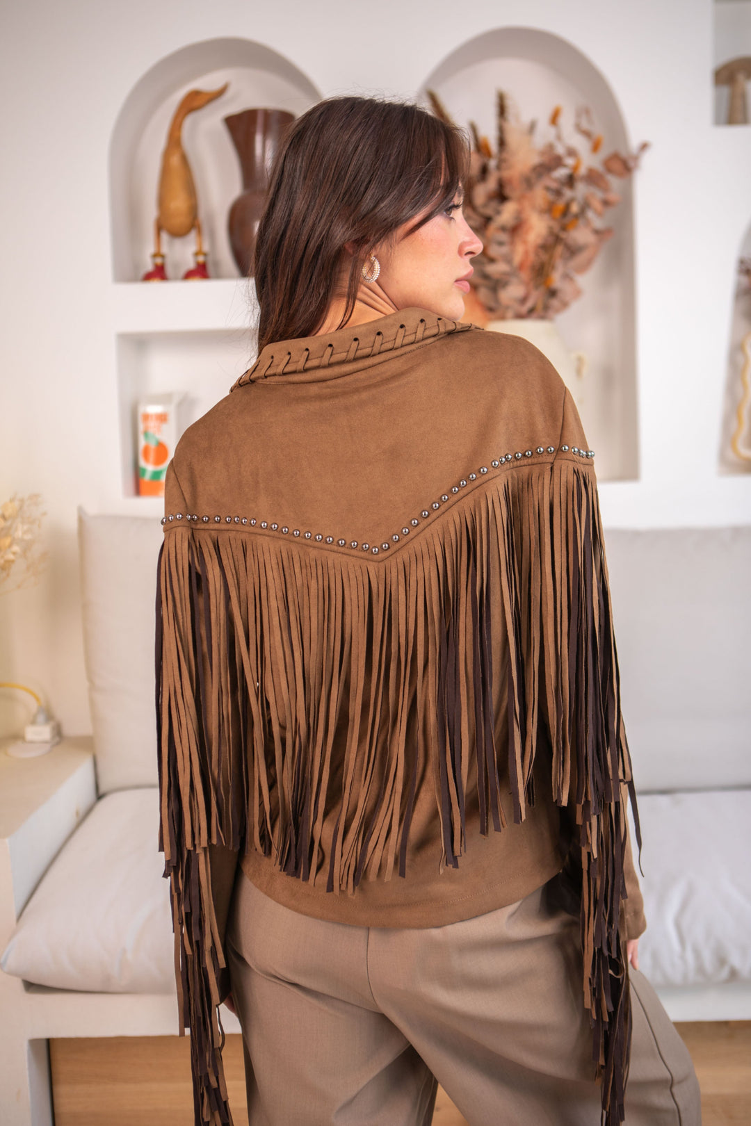 Veste à Franges Andrew - Taille unique / Camel - Manteaux