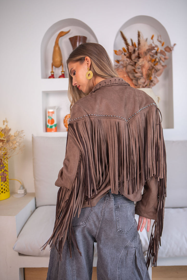 Veste à Franges Andrew - Taille unique / Taupe - Manteaux