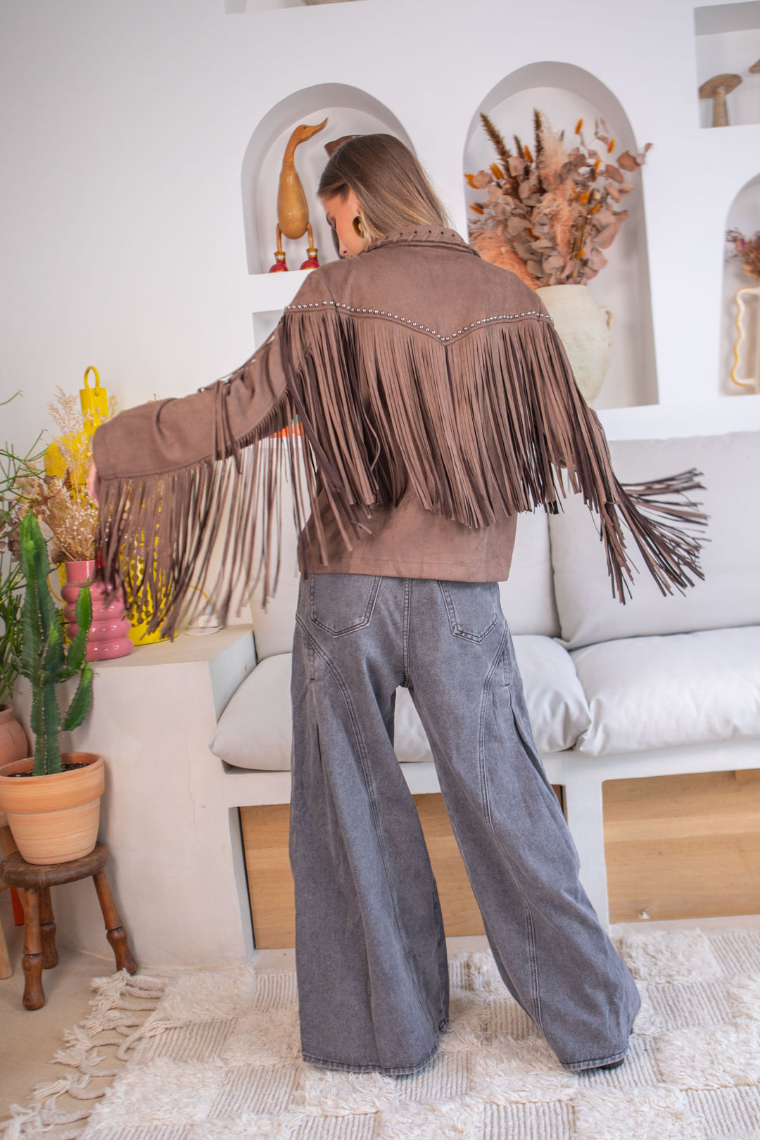 Veste à Franges Andrew - Taille unique / Taupe - Manteaux