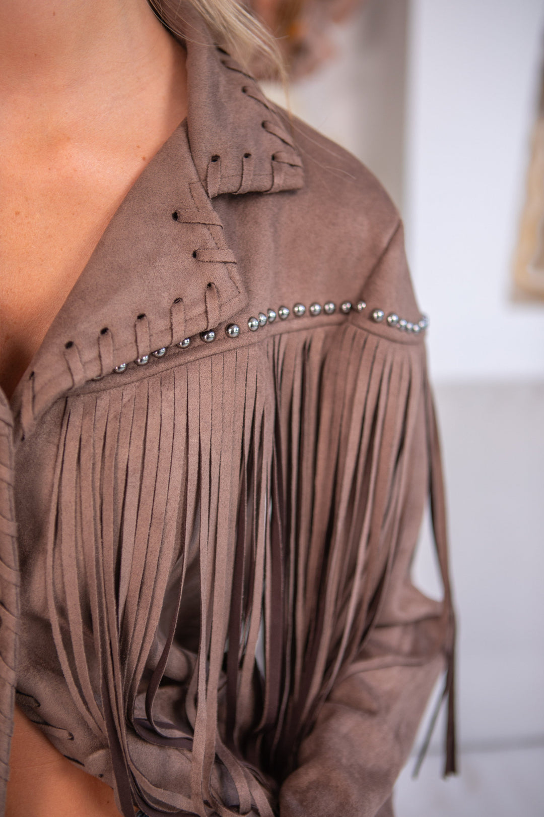 Veste à Franges Andrew - Taille unique / Taupe - Manteaux