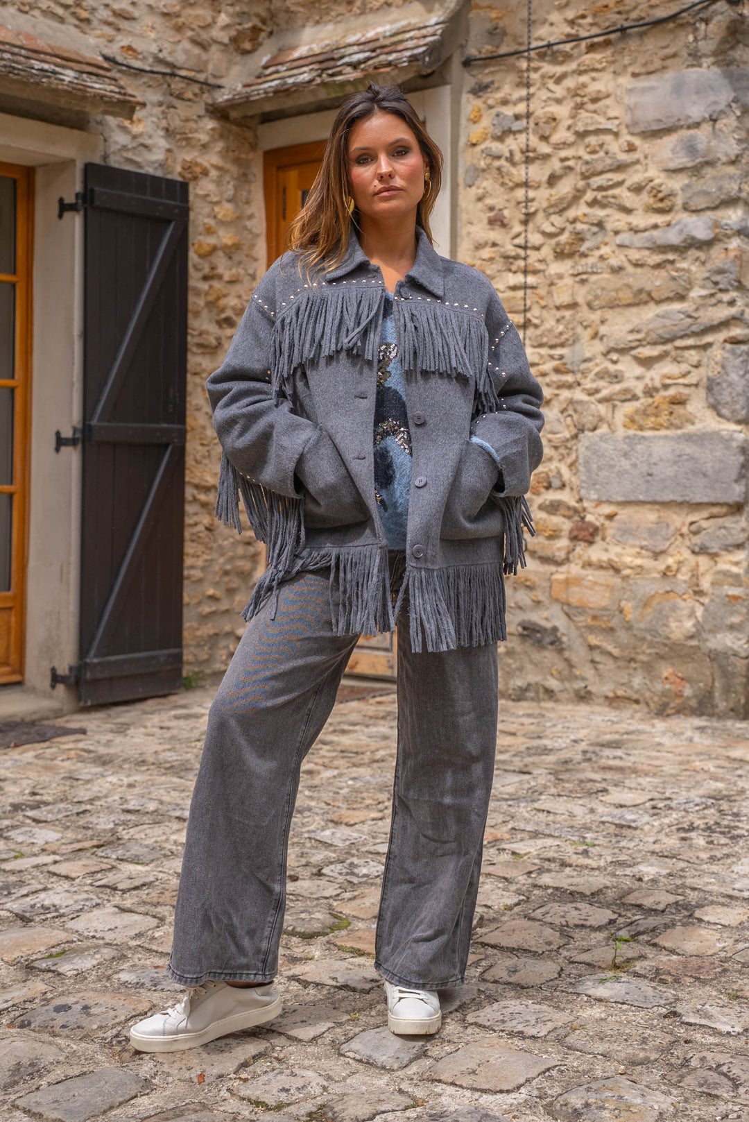 Veste à franges cloutée Santiago - Manteaux et vestes