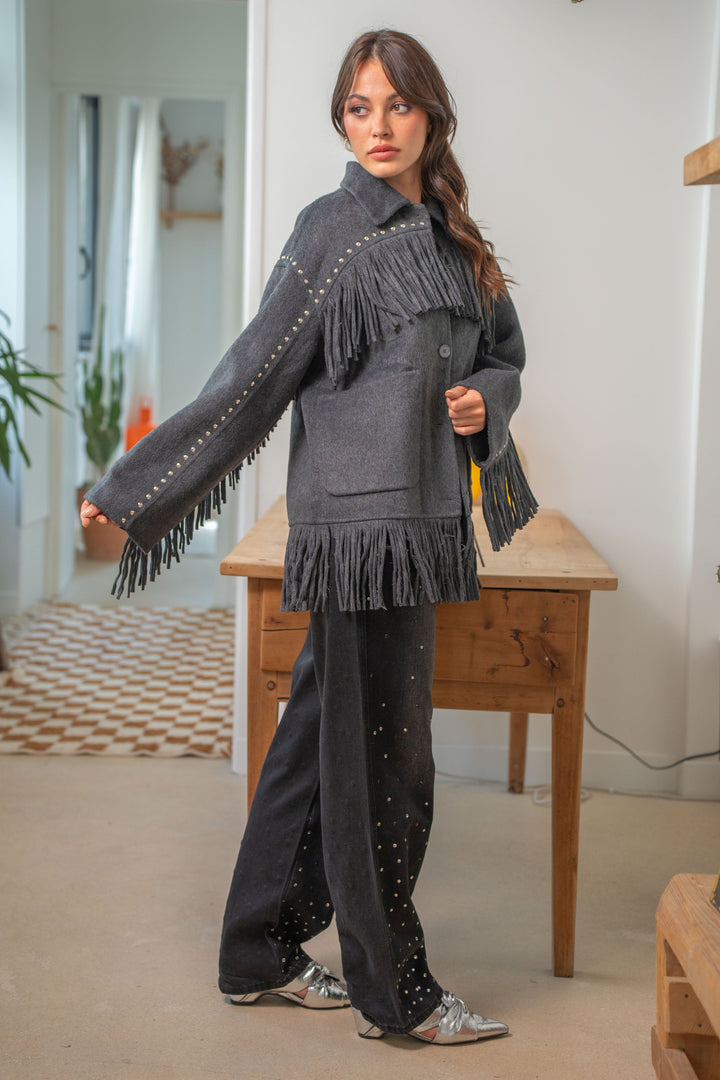 Veste à franges cloutée Santiago - Manteaux et vestes