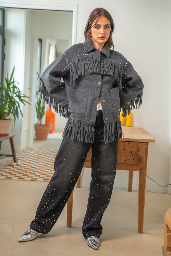 Veste à franges cloutée Santiago - Manteaux et vestes
