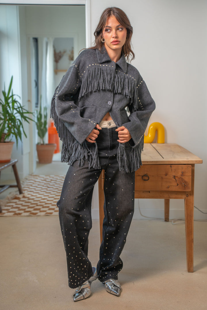 Veste à franges cloutée Santiago - Manteaux et vestes