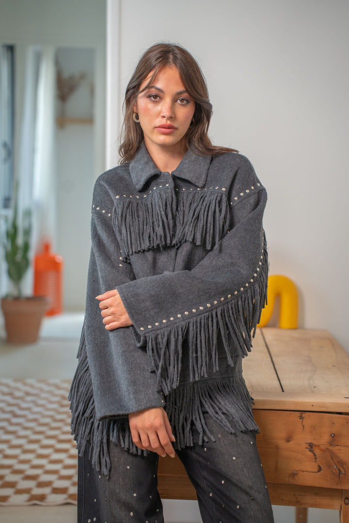 Veste à franges cloutée Santiago - Manteaux et vestes
