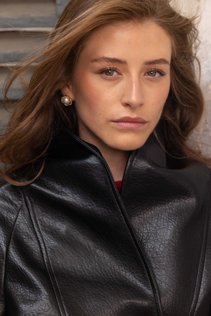 Veste ceinturée en simili cuir Maddie 2688-012 - Manteaux