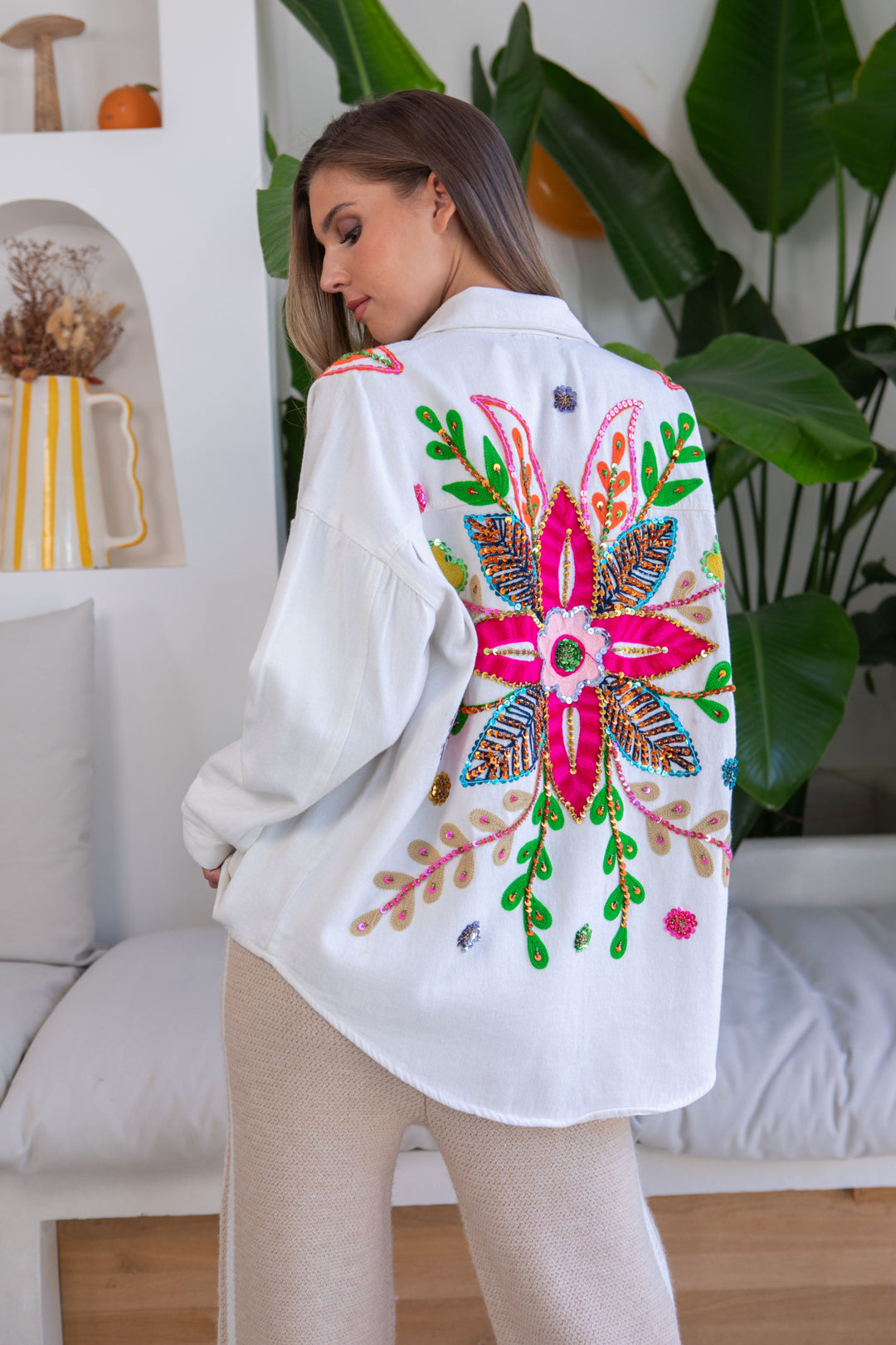 Veste Chemise oversize en denim Rona - Taille unique / Ecru