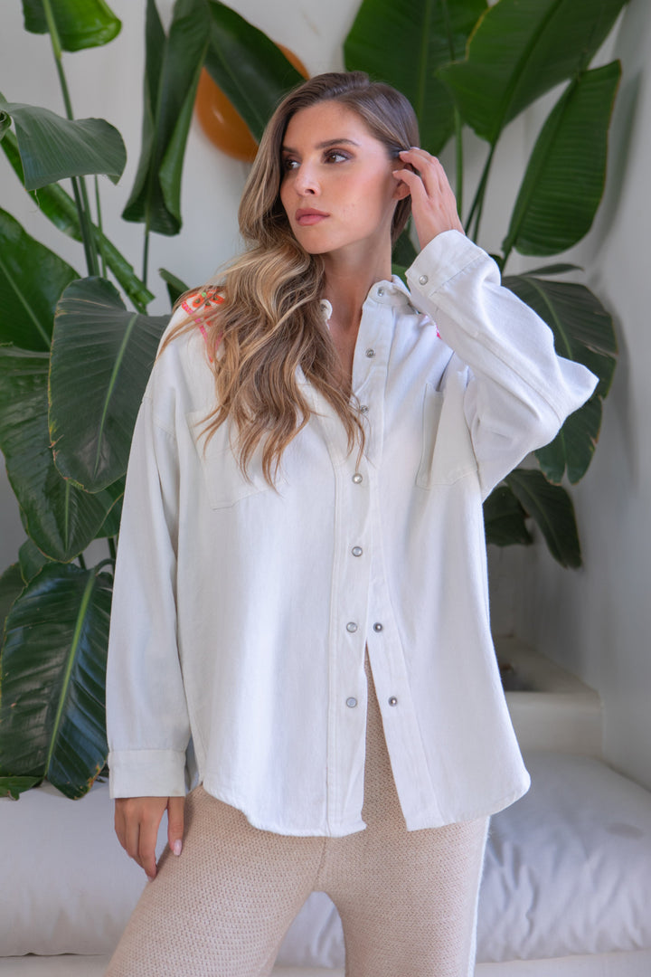 Veste Chemise oversize en denim Rona - Taille unique / Ecru