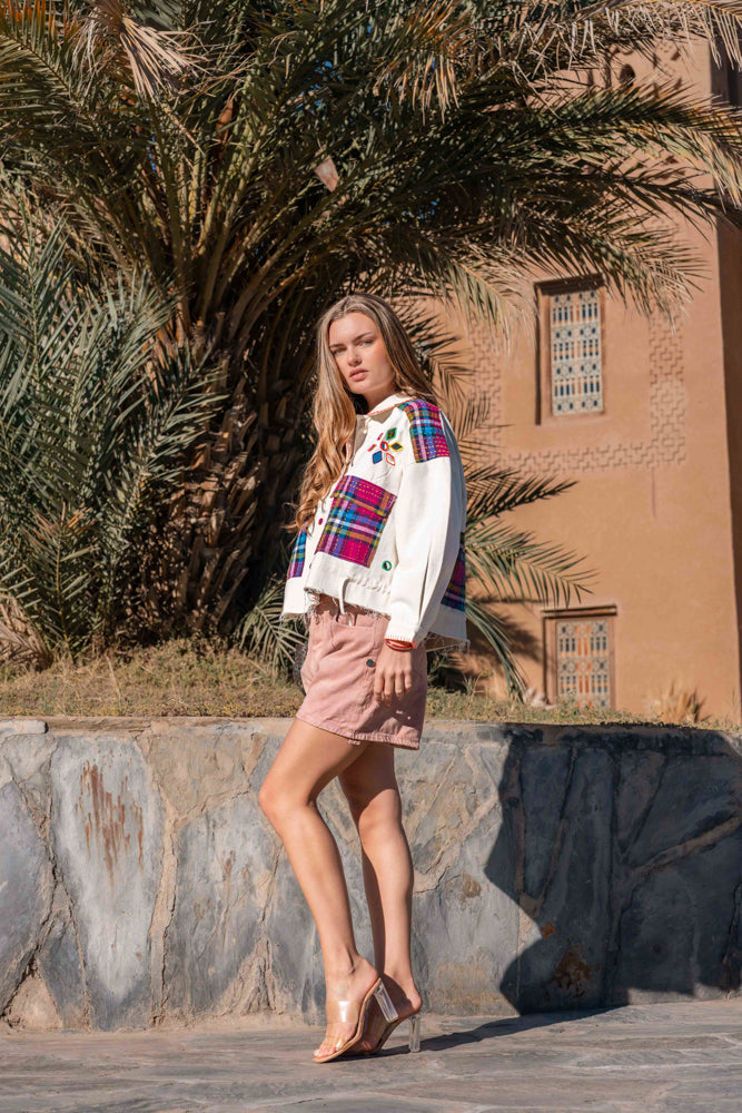 Veste courte brodée Bahamas 2 - Taille unique: 36 au 42