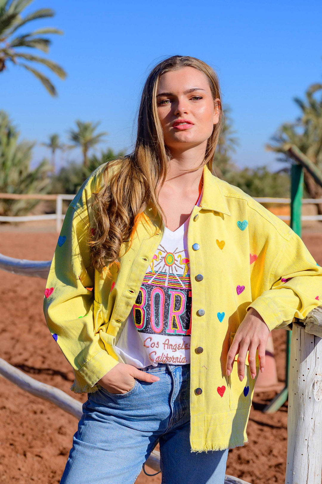 Veste en coton brodé Riti - Taille unique: 36 au 42 / Jaune
