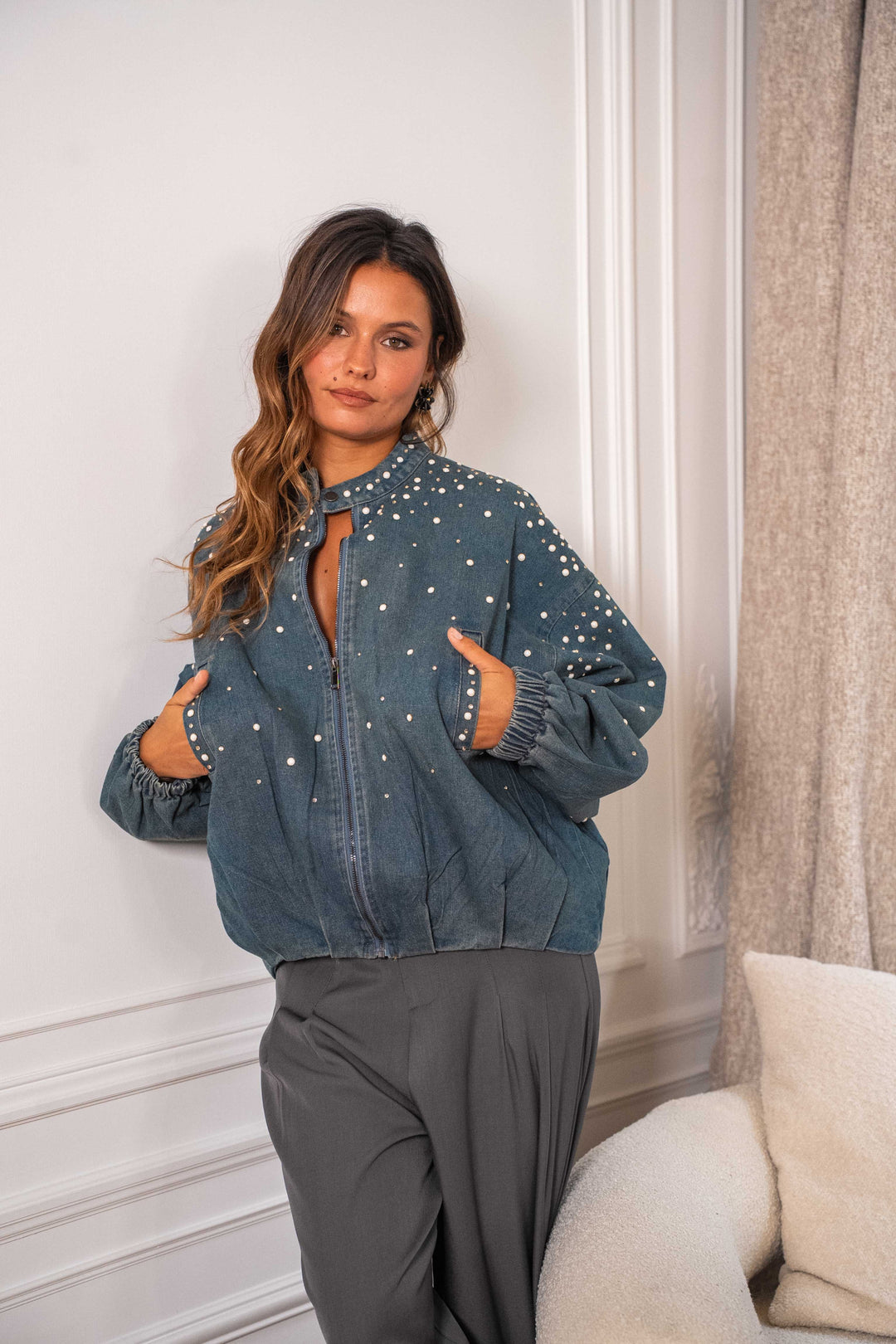 Veste en denim perles Joelle vestes
