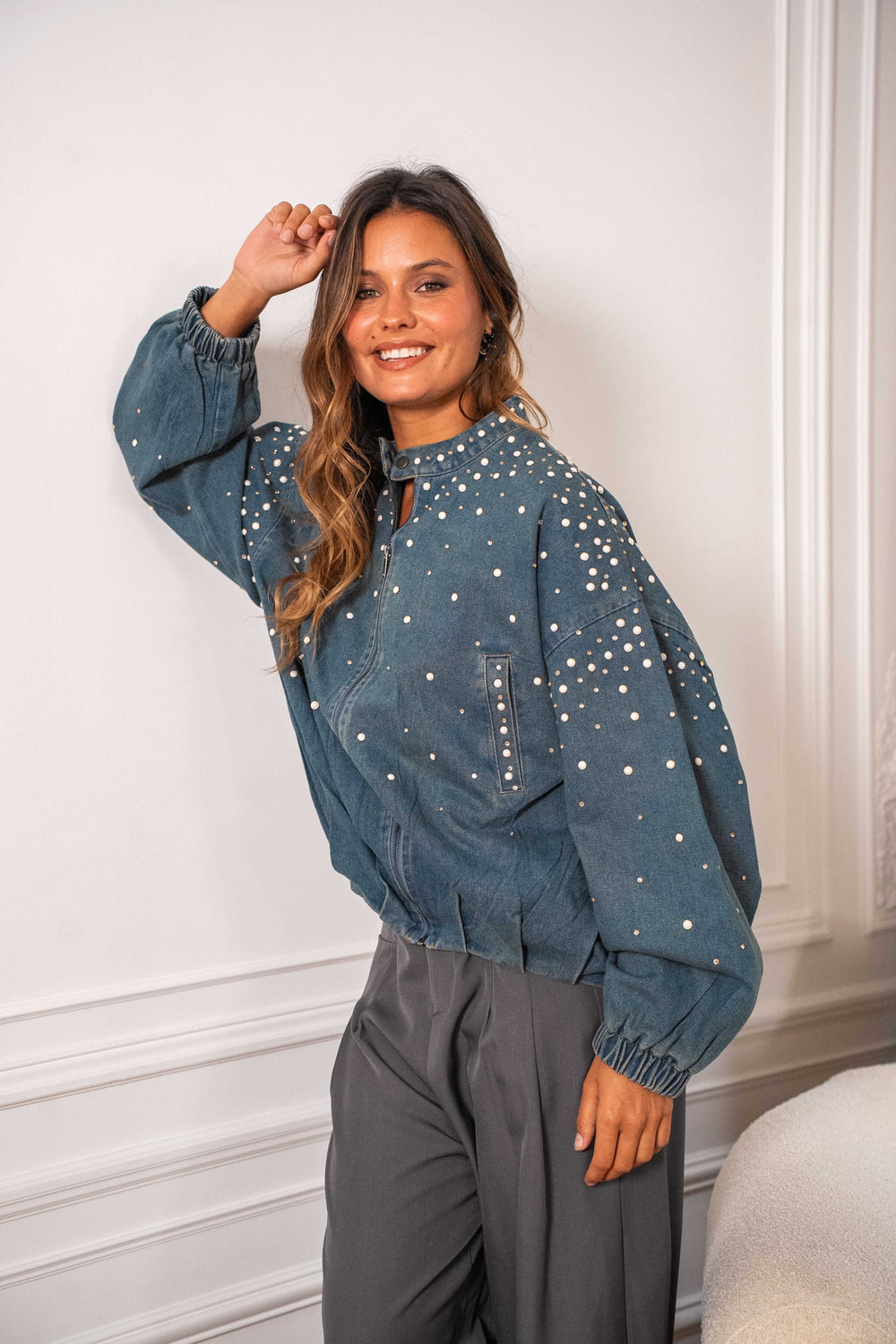 Veste en denim perles Joelle vestes
