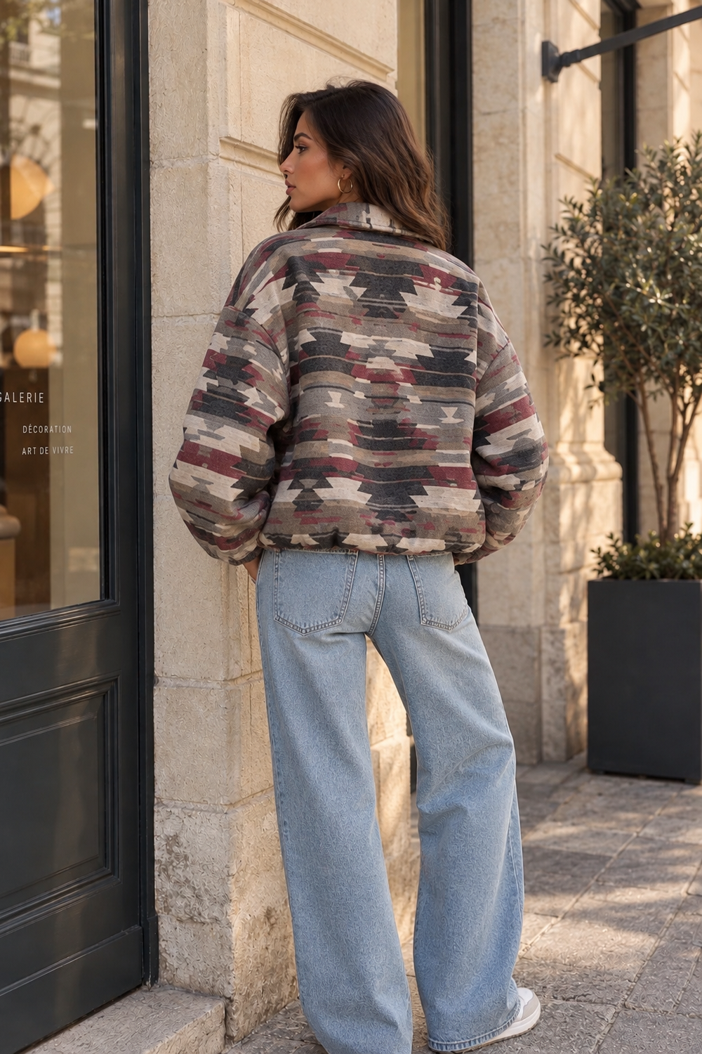 Veste Géométrique Lisa 2688-023 - Gris / Beige / Rouge