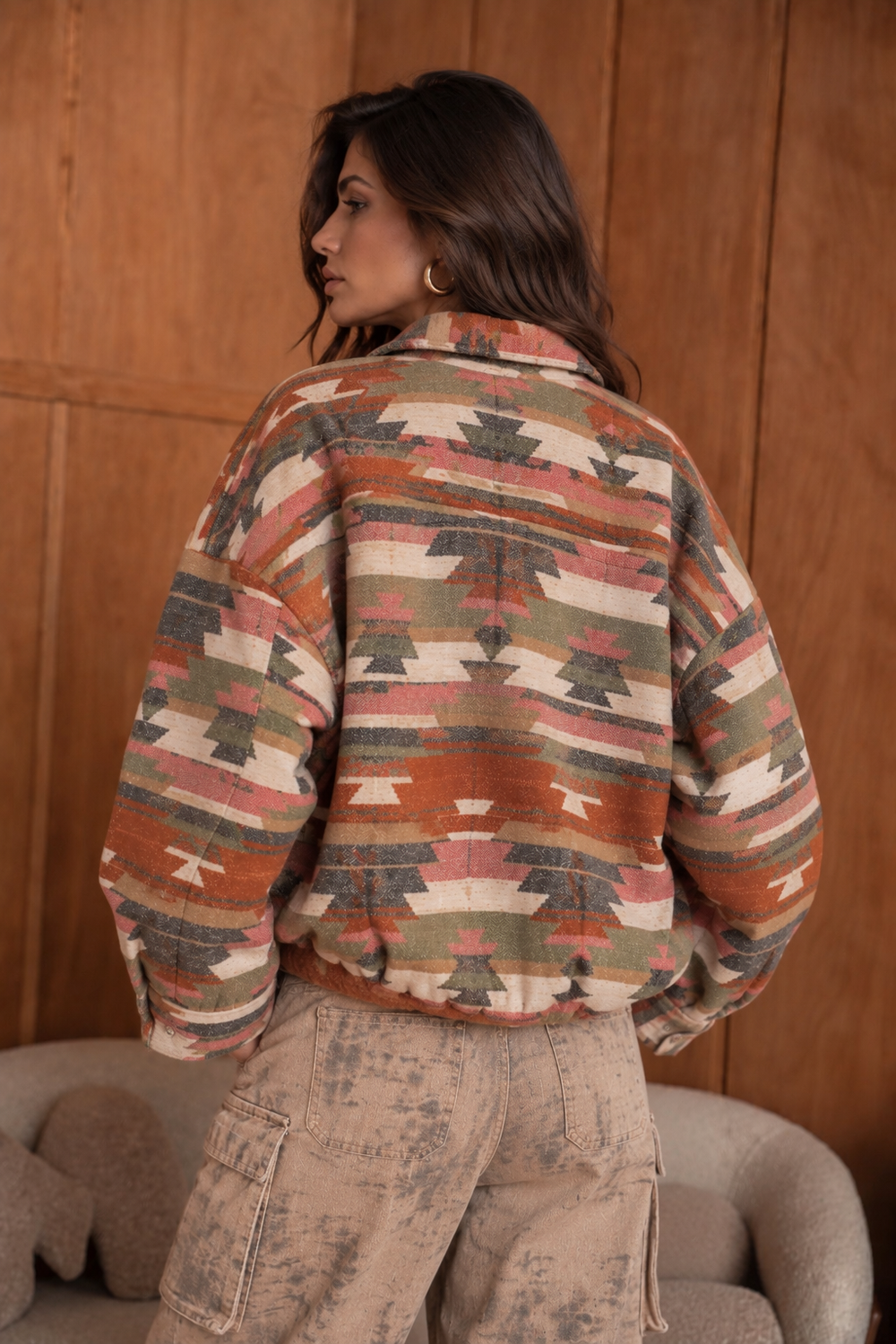 Veste Géométrique Lisa 2688-023 - Marron / Beige / Rouge