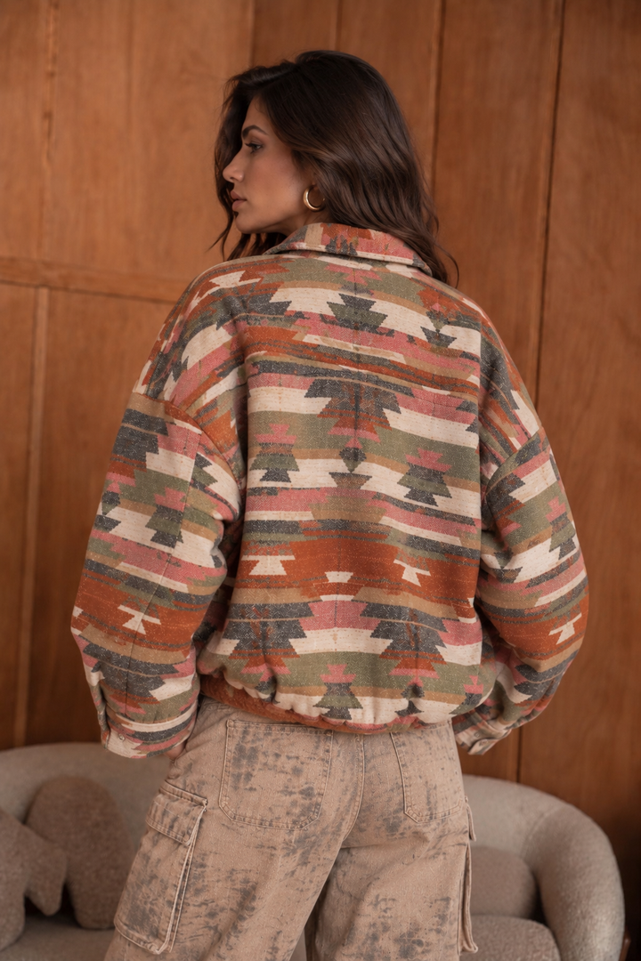 Veste Géométrique Lisa 2688-023 - Marron / Beige / Rouge
