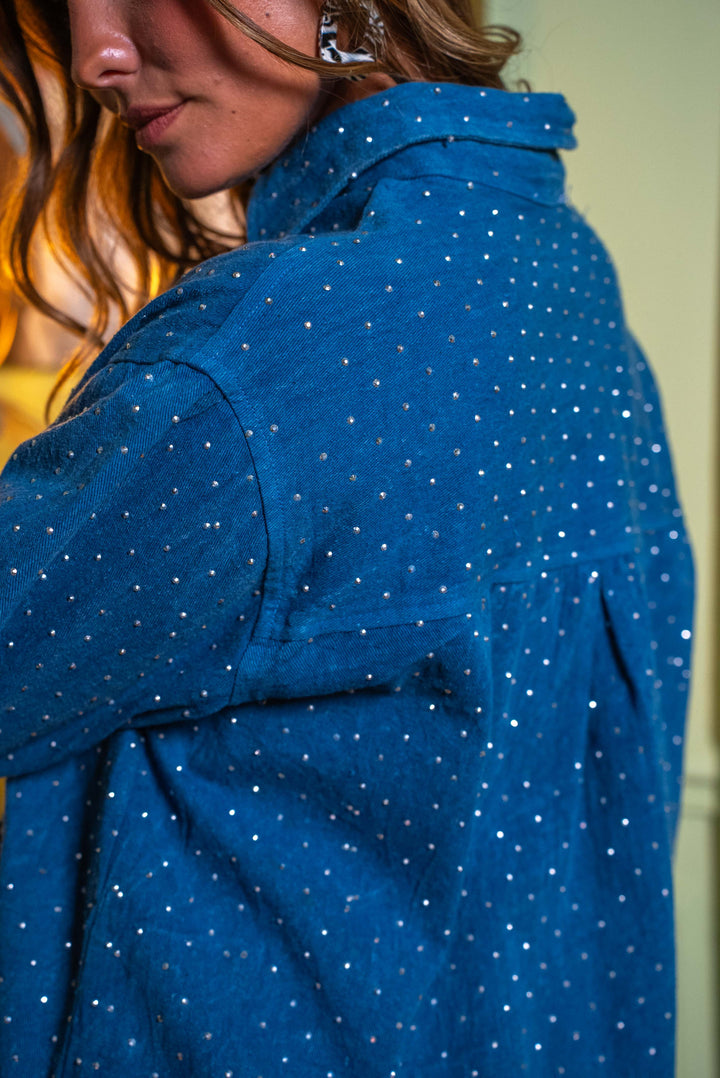 Veste oversize à perles Suzi Taille Unique / Bleu Jeans